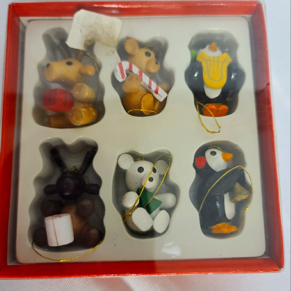 Dakin Vintage Wooden Ornaments set of Six Vintage